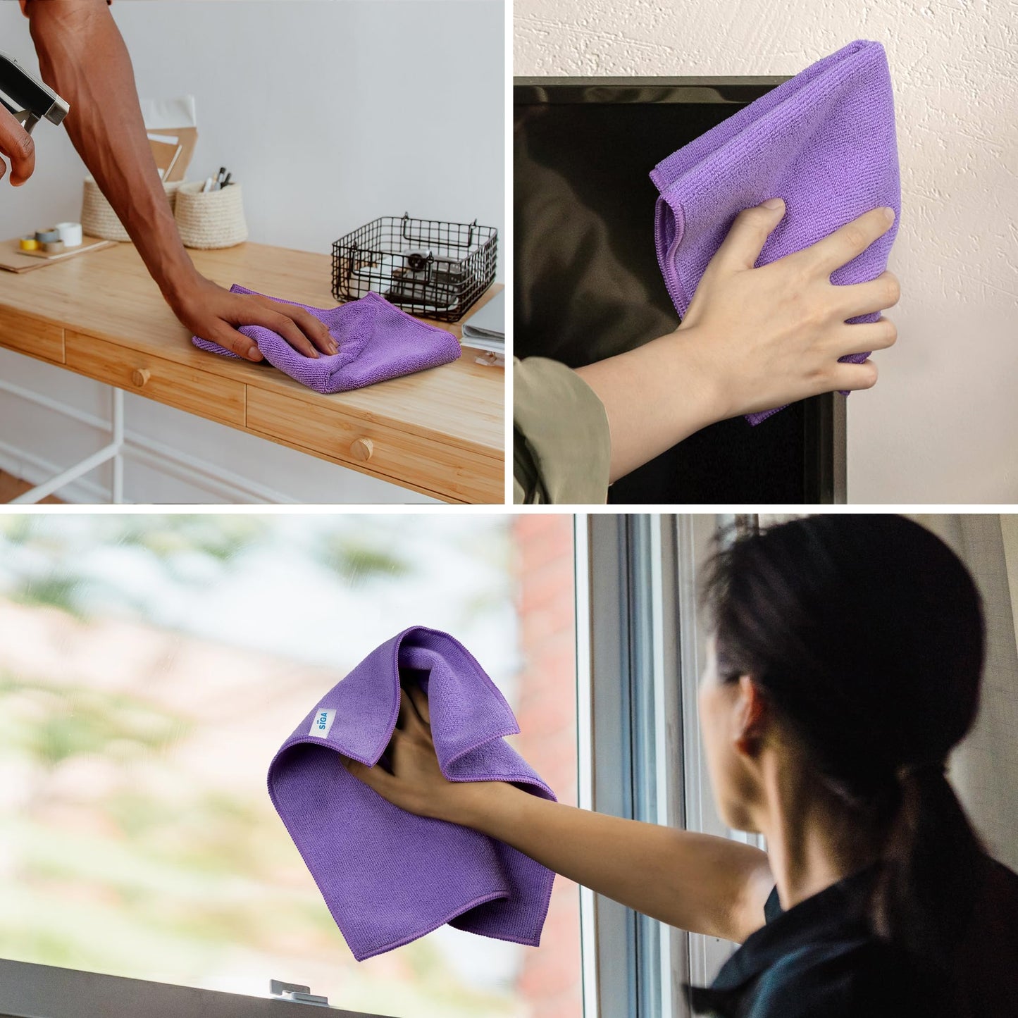 MR.SIGA Microfiber Cleaning Cloth,Pack of 12,Size:12.6" x 12.6"