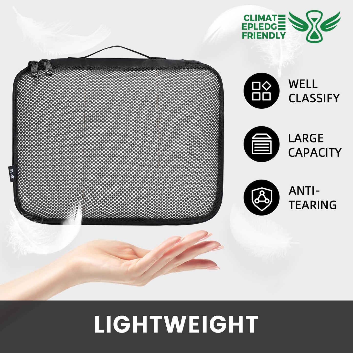 BAGAIL 8 Set Packing Cubes Luggage Packing Organizers for Travel Accessories-Jet Black