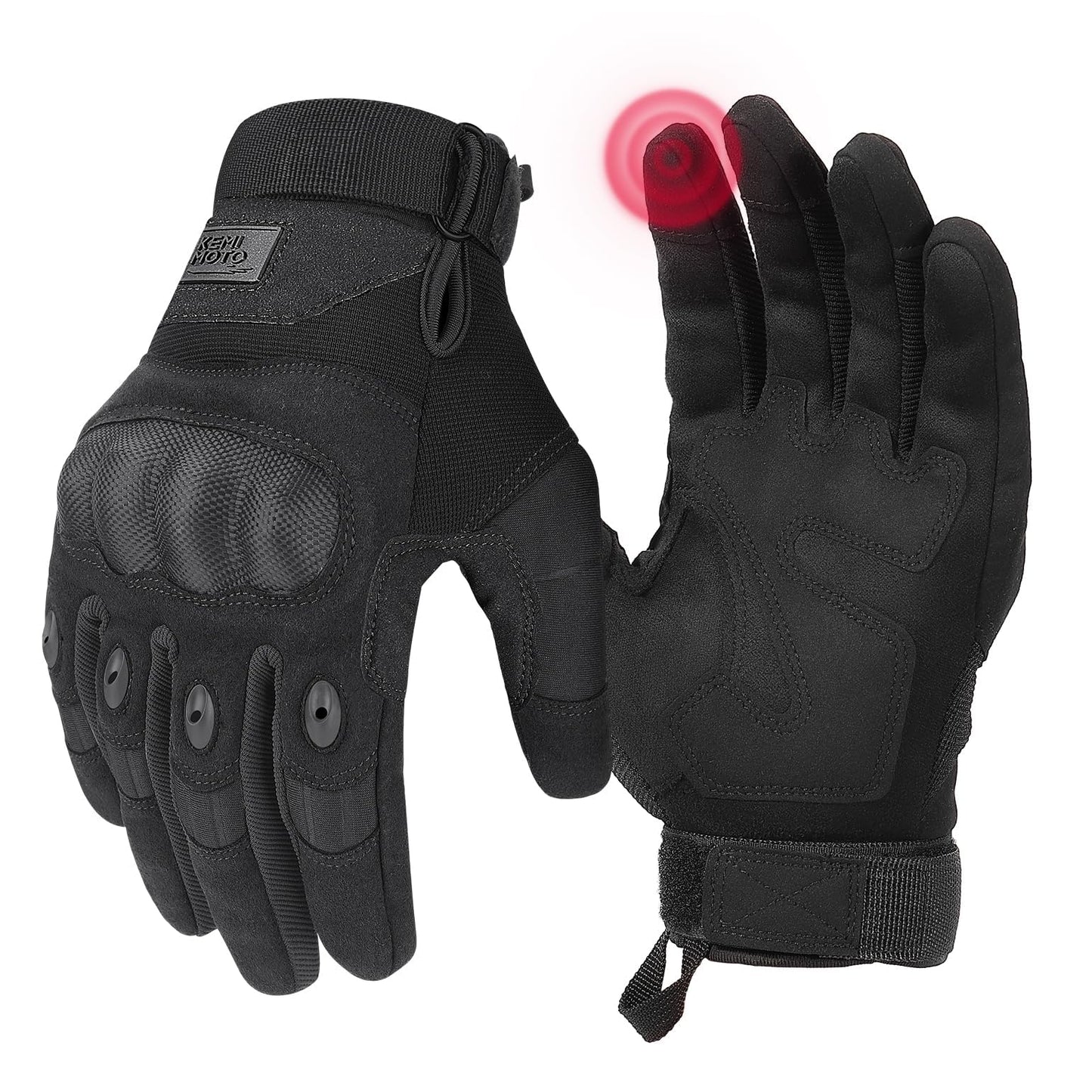 KEMIMOTO Tactical Gloves for Men, Touchscreen Motorcycle Gloves with Hard Shell & Palm Padding for Sports Motorcycle Cycling Tactical Airsoft Paintball Hunting Hiking Camping Climbing