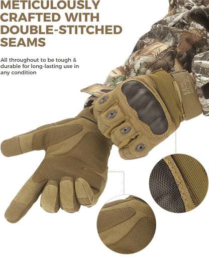 KEMIMOTO Tactical Gloves for Men, Touchscreen Motorcycle Gloves with Hard Shell & Palm Padding for Sports Motorcycle Cycling Tactical Airsoft Paintball Hunting Hiking Camping Climbing