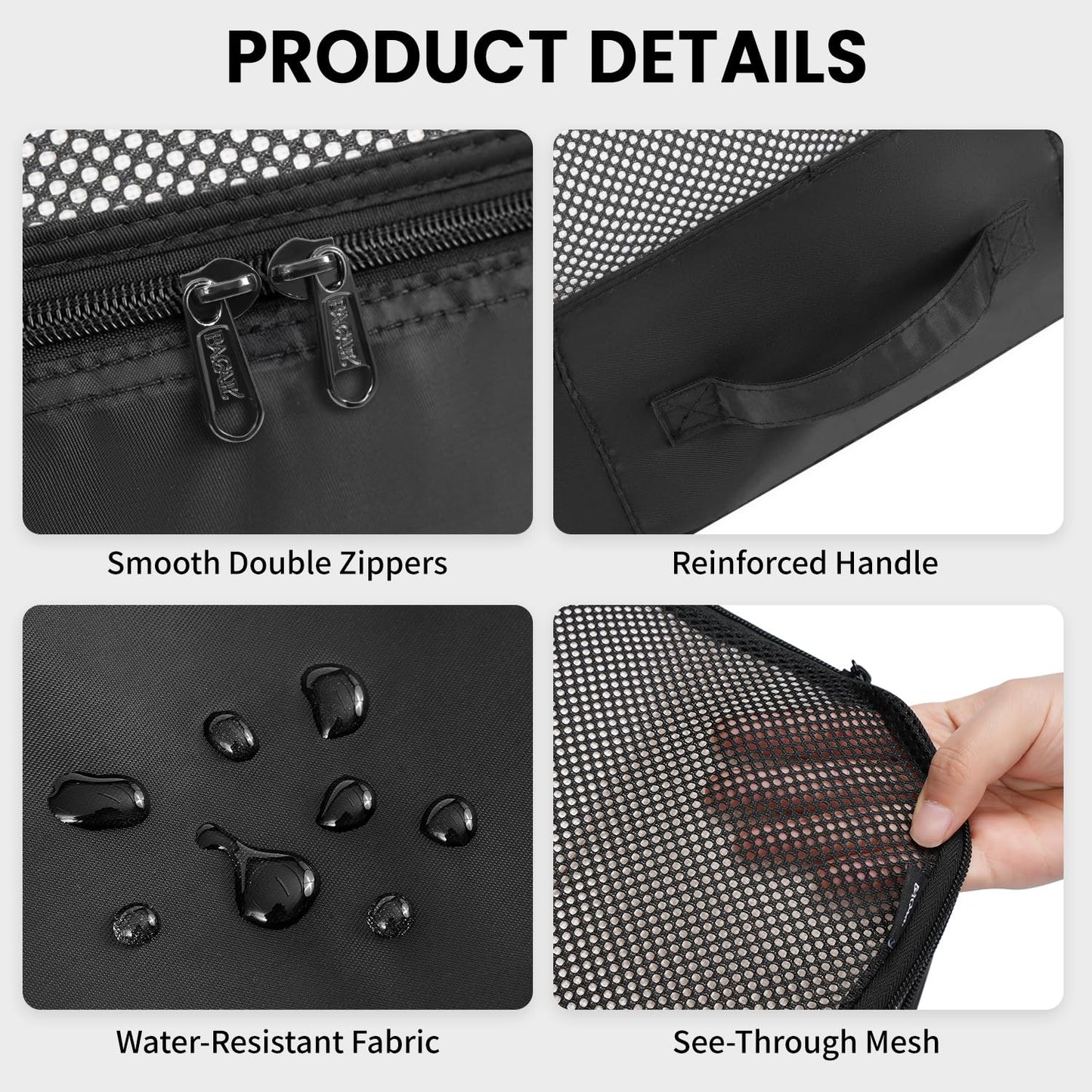 BAGAIL 8 Set Packing Cubes Luggage Packing Organizers for Travel Accessories-Jet Black
