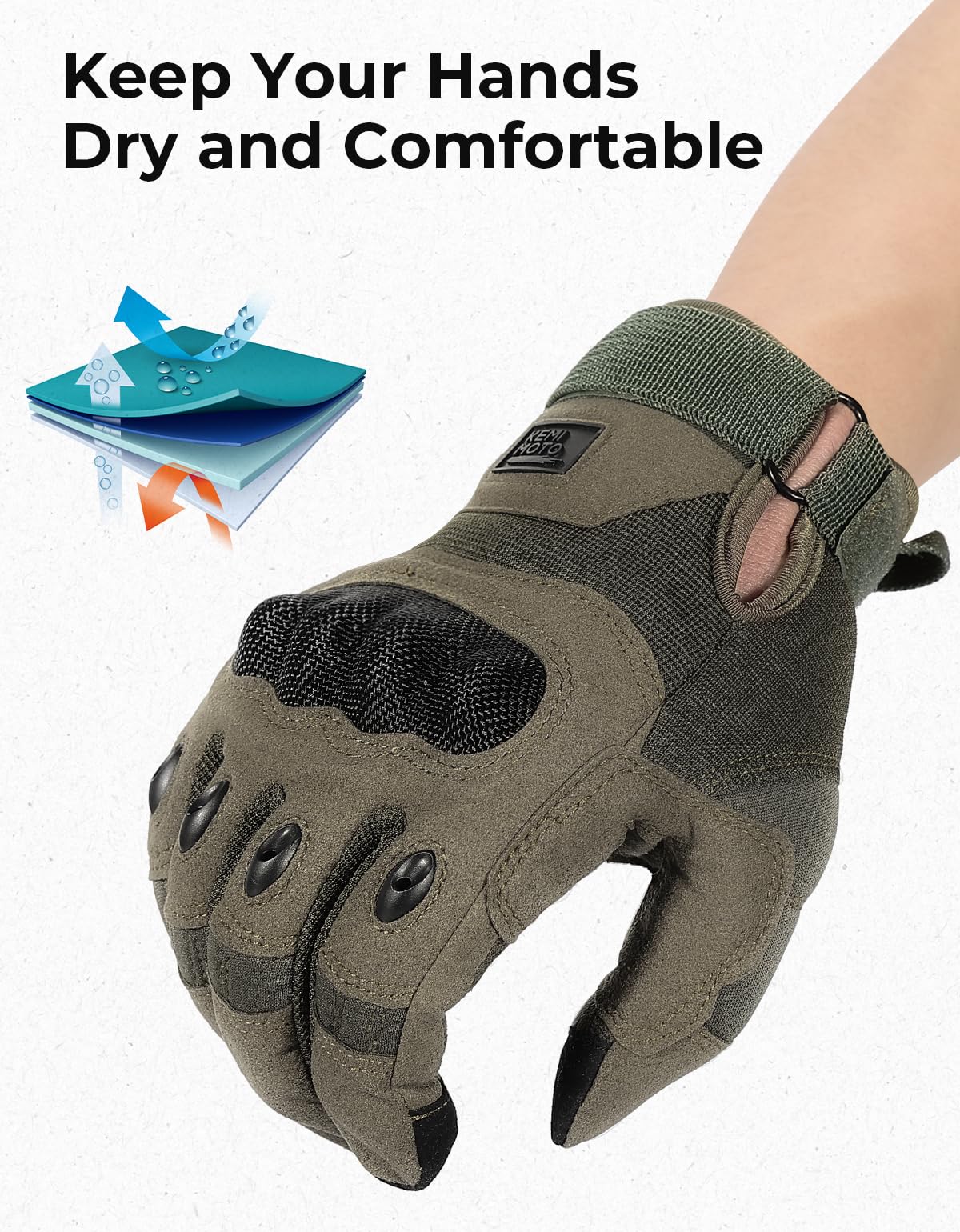 KEMIMOTO Tactical Gloves for Men, Touchscreen Motorcycle Gloves with Hard Shell & Palm Padding for Sports Motorcycle Cycling Tactical Airsoft Paintball Hunting Hiking Camping Climbing