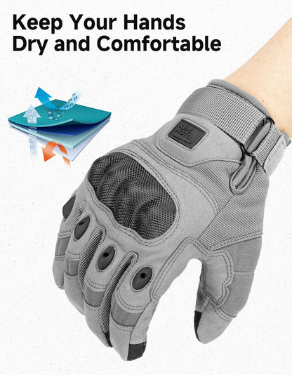 KEMIMOTO Tactical Gloves for Men, Touchscreen Motorcycle Gloves with Hard Shell & Palm Padding for Sports Motorcycle Cycling Tactical Airsoft Paintball Hunting Hiking Camping Climbing