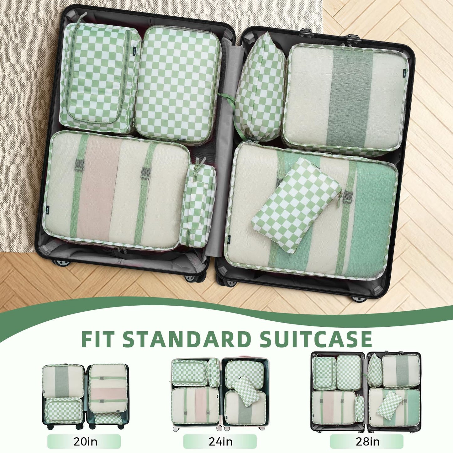 BAGAIL 8 Set Packing Cubes Luggage Packing Organizers for Travel Accessories-Jet Black