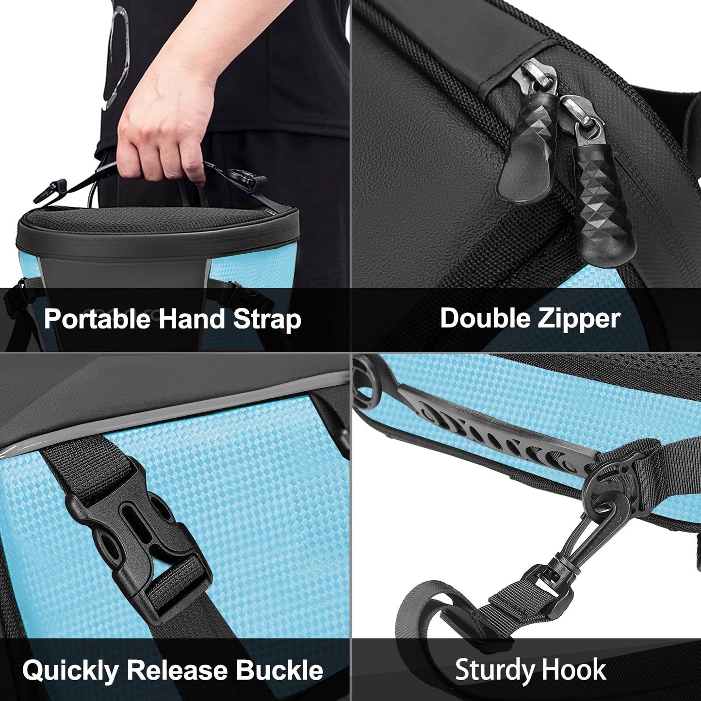 MOSISO Motorcycle Tail Bag Multifunctional Waterproof Polyester Storage Saddle Bag, 10L Outdoor Sports Motorbike Rear Seat Light Tank Handbag Tool Carry Pouch with Shoulder Strap, Black
