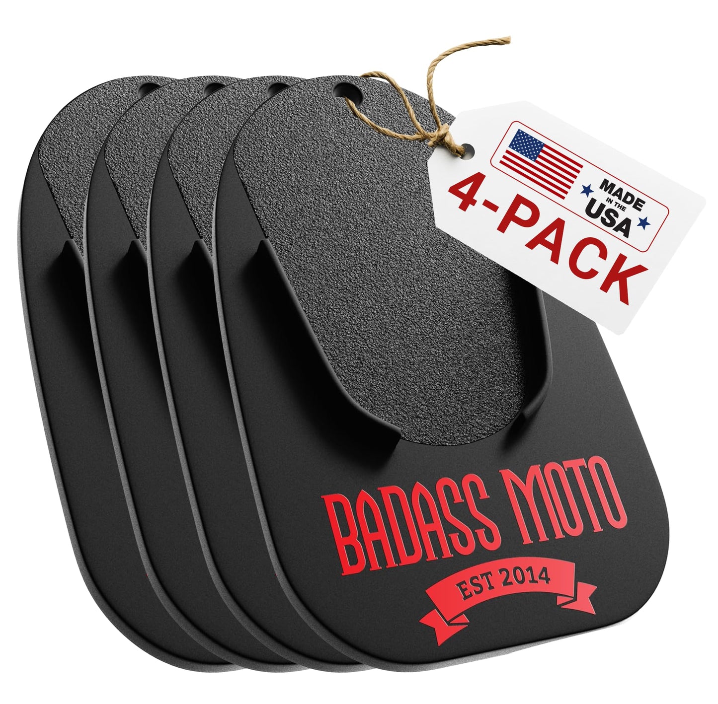 Badass Moto Motorcycle Kickstand Pad - Kick Stand Puck, Coaster Plate for Harley Davidson, Touring & Sport Bikes - Motorcycle Accessories for Grass, Dirt, Hot Pavement Parking Pad - USA Made, Black