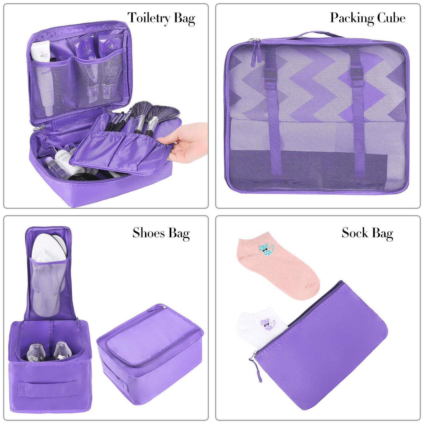 BAGAIL 8 Set Packing Cubes Luggage Packing Organizers for Travel Accessories-Jet Black