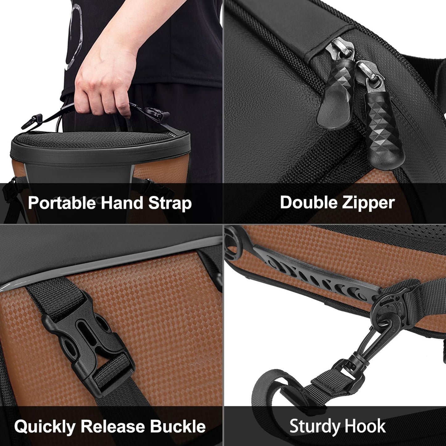 MOSISO Motorcycle Tail Bag Multifunctional Waterproof Polyester Storage Saddle Bag, 10L Outdoor Sports Motorbike Rear Seat Light Tank Handbag Tool Carry Pouch with Shoulder Strap, Black