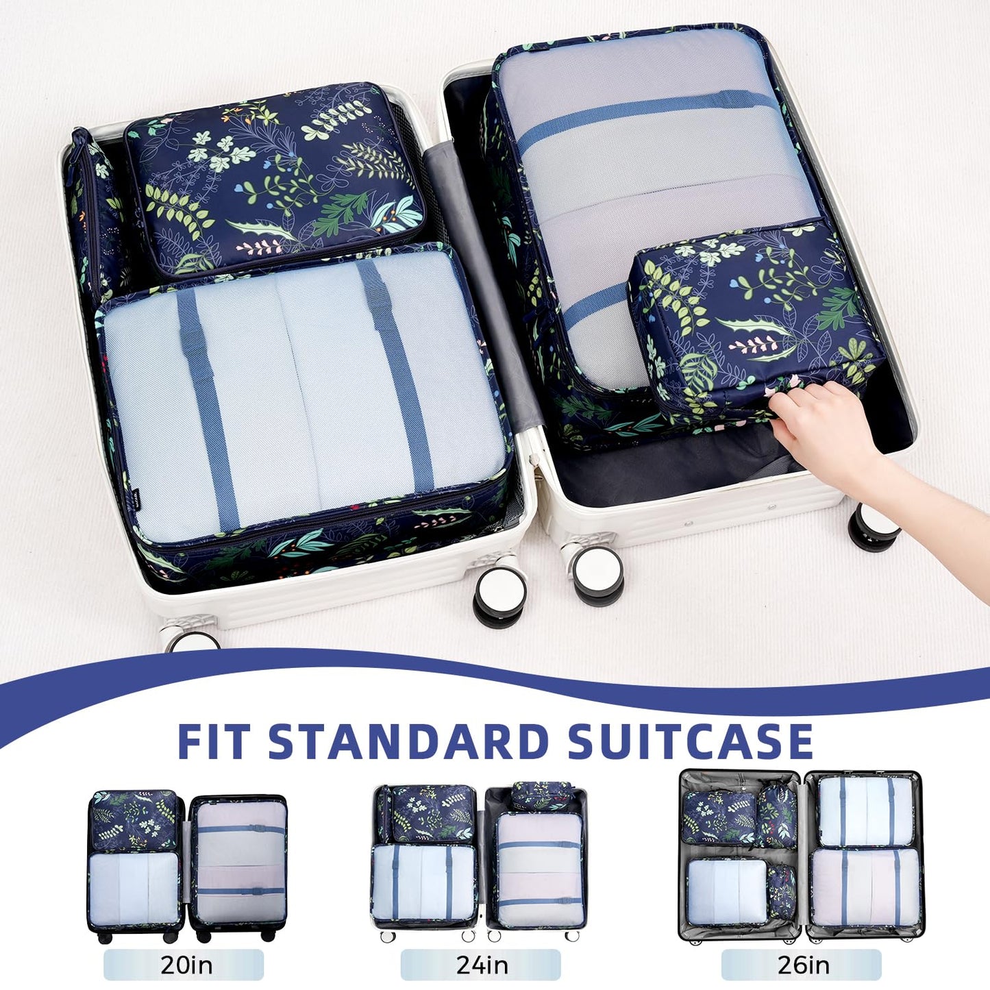 BAGAIL 8 Set Packing Cubes Luggage Packing Organizers for Travel Accessories-Jet Black