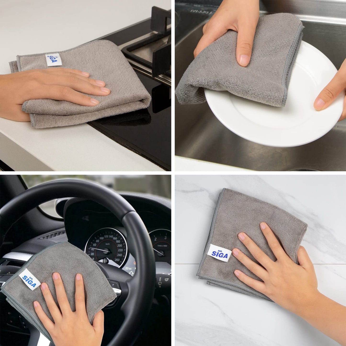MR.SIGA Microfiber Cleaning Cloth,Pack of 12,Size:12.6" x 12.6"