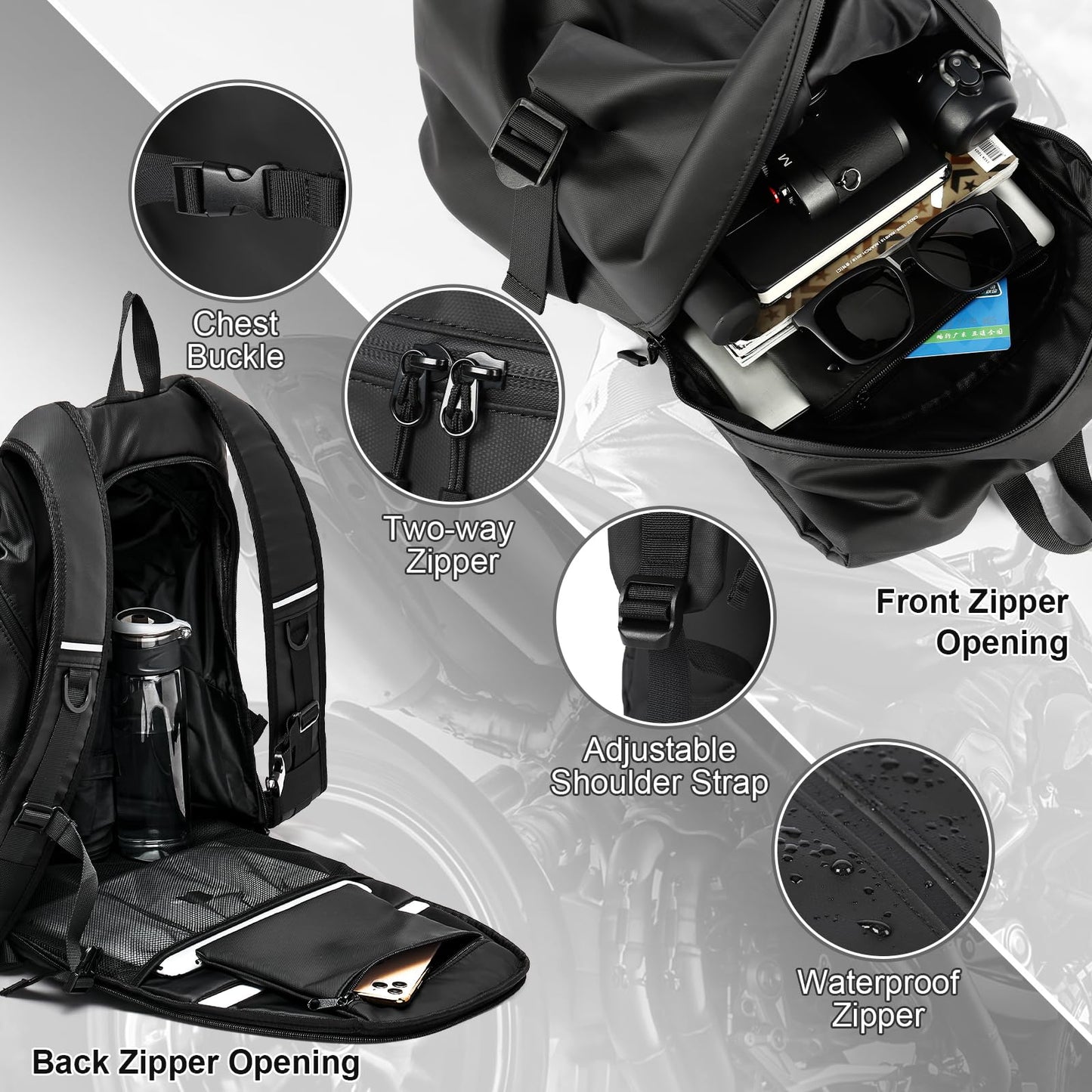 Motorcycle Backpack, Motorcycle Backpacks for Men and women, Waterproof Motorcycle Backpack, Helmet Bag Bookbag for riding, Outing