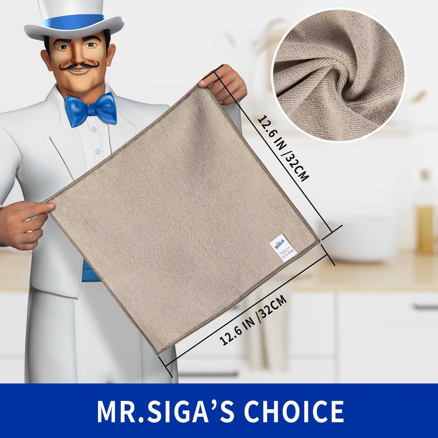 MR.SIGA Microfiber Cleaning Cloth,Pack of 12,Size:12.6" x 12.6"