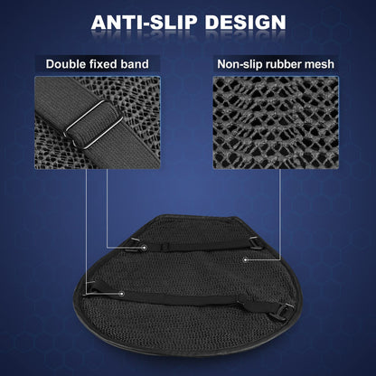 Foldable Motorcycle Gel Seat Cushion, Large 3D-Honeycomb Structure Shock Absorption & Breathable Motorcycle Gel Seat Pad for Long Rides (L)