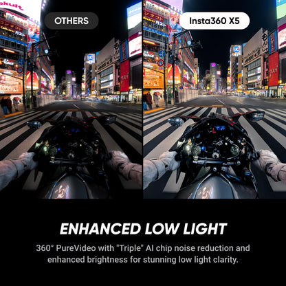 Insta360 X5 - Waterproof 8K 360° Action Camera, Leading Low Light, Invisible Selfie Stick Effect, Rugged and Replaceable Lens, 3-Hour Battery, Built-in Wind Guard, Stabilization, Triple AI Chip Design