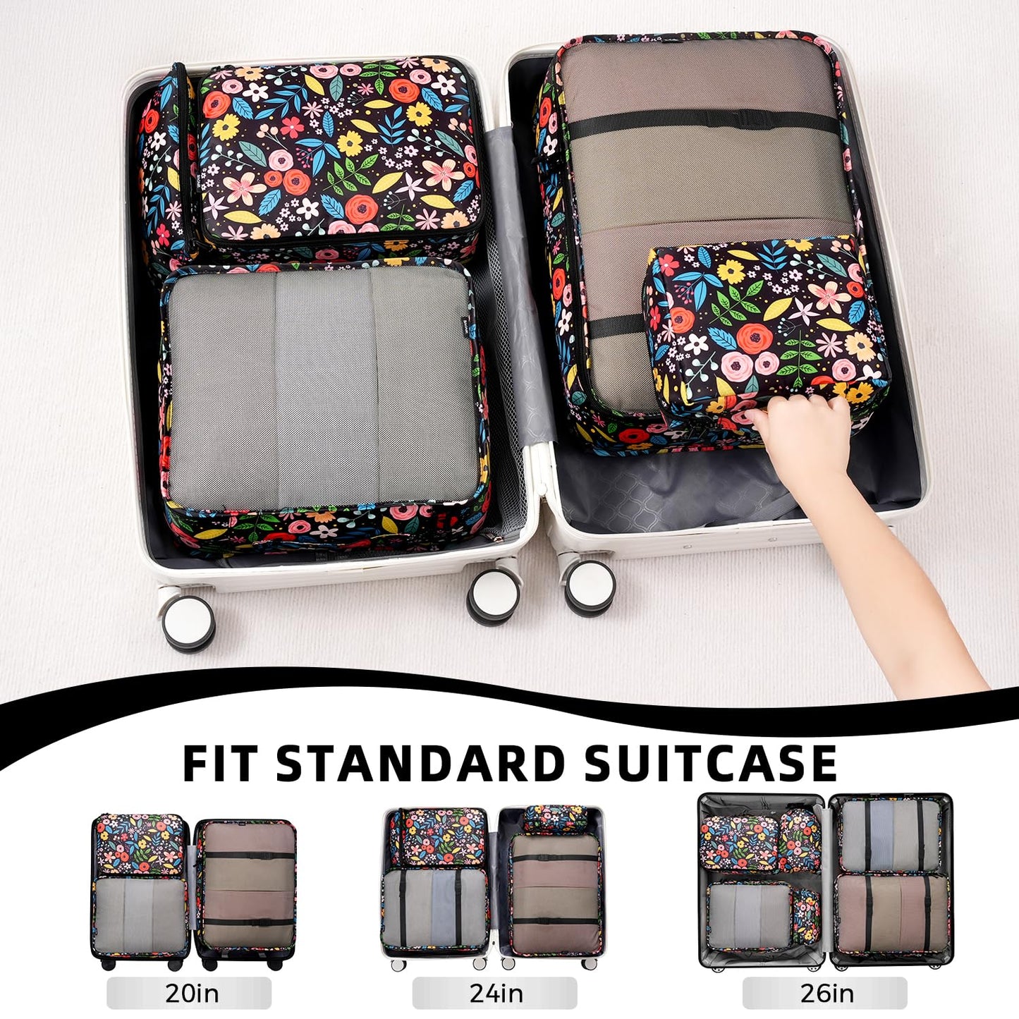 BAGAIL 8 Set Packing Cubes Luggage Packing Organizers for Travel Accessories-Jet Black