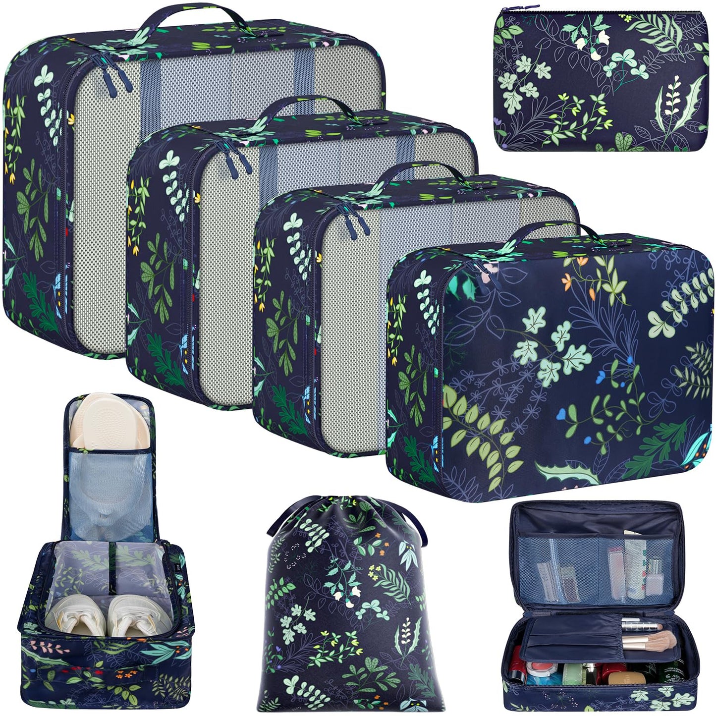 BAGAIL 8 Set Packing Cubes Luggage Packing Organizers for Travel Accessories-Jet Black