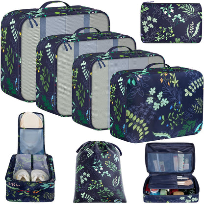 BAGAIL 8 Set Packing Cubes Luggage Packing Organizers for Travel Accessories-Jet Black