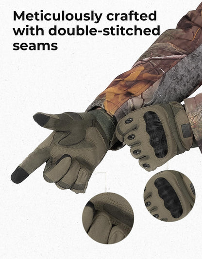 KEMIMOTO Tactical Gloves for Men, Touchscreen Motorcycle Gloves with Hard Shell & Palm Padding for Sports Motorcycle Cycling Tactical Airsoft Paintball Hunting Hiking Camping Climbing