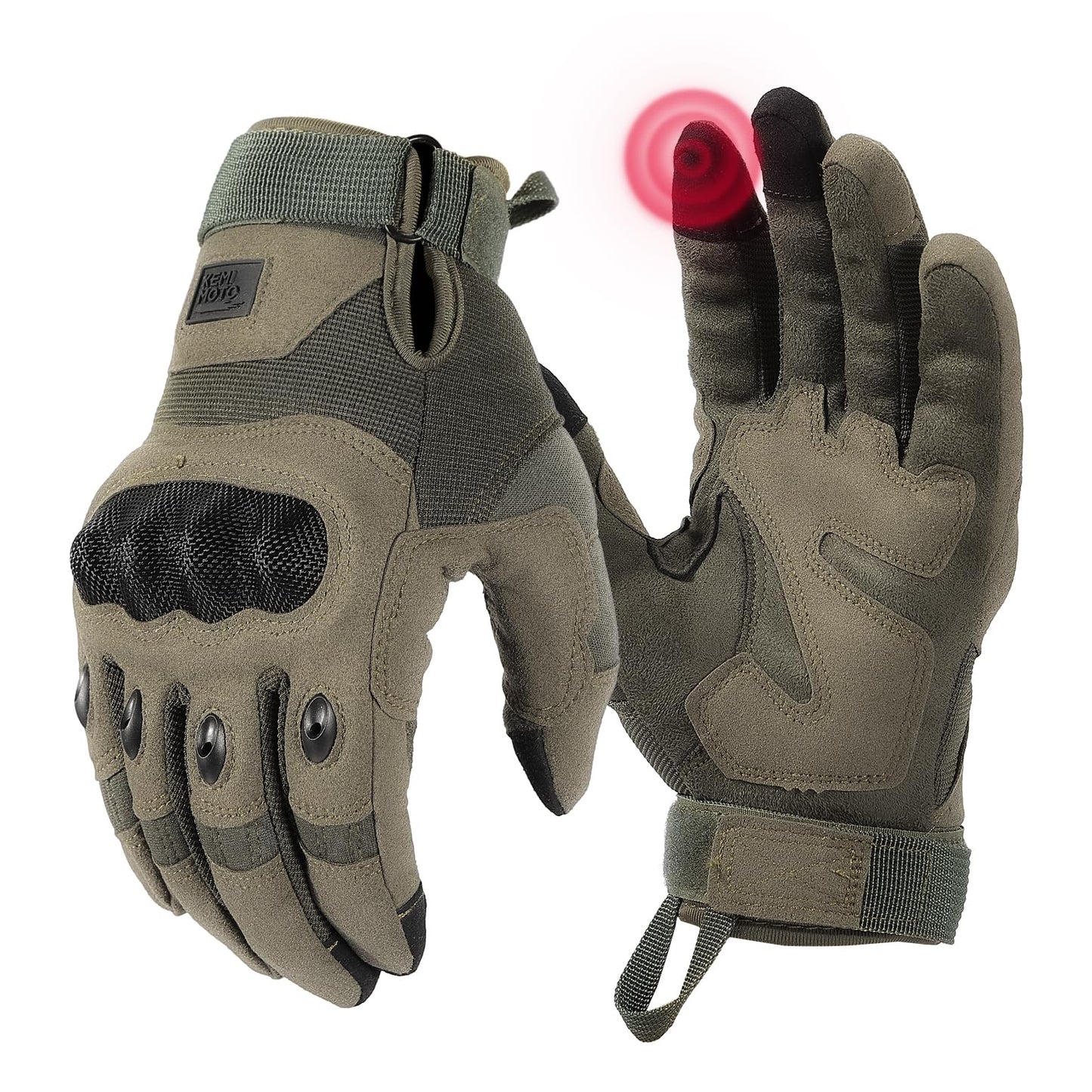 KEMIMOTO Tactical Gloves for Men, Touchscreen Motorcycle Gloves with Hard Shell & Palm Padding for Sports Motorcycle Cycling Tactical Airsoft Paintball Hunting Hiking Camping Climbing