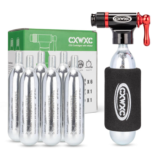 CO2 Inflator Kit with 16g/ 25g CO2 Cartridges - Presta & Schrader Valve Compatible - CO2 Bike Pump for Road and Mountain Bikes