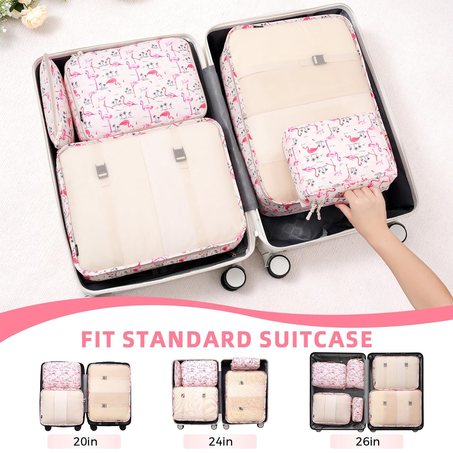 BAGAIL 8 Set Packing Cubes Luggage Packing Organizers for Travel Accessories-Jet Black