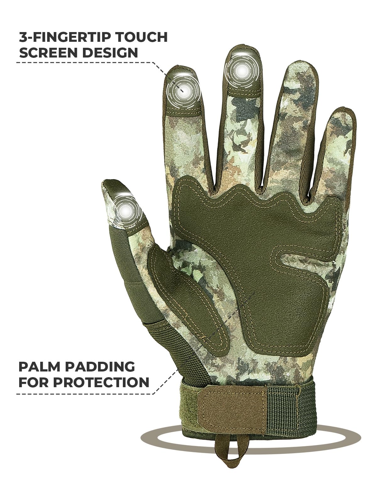KEMIMOTO Tactical Gloves for Men, Touchscreen Motorcycle Gloves with Hard Shell & Palm Padding for Sports Motorcycle Cycling Tactical Airsoft Paintball Hunting Hiking Camping Climbing