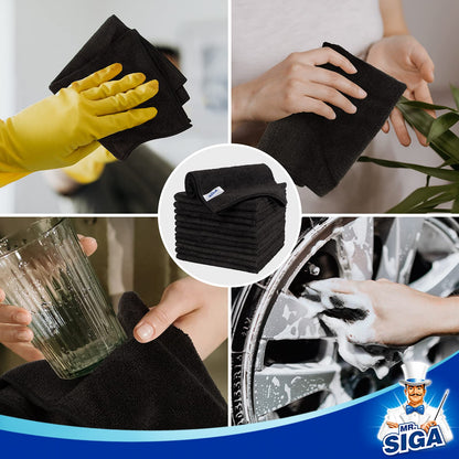 MR.SIGA Microfiber Cleaning Cloth,Pack of 12,Size:12.6" x 12.6"