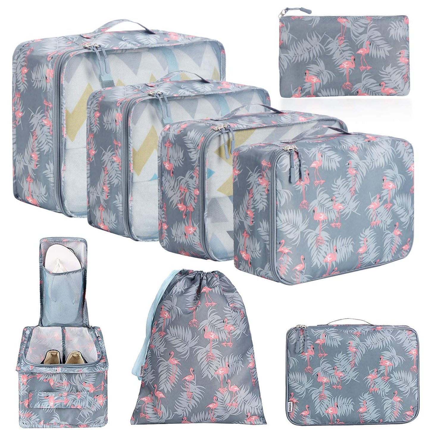 BAGAIL 8 Set Packing Cubes Luggage Packing Organizers for Travel Accessories-Jet Black