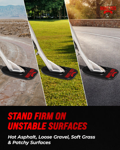 Badass Moto Motorcycle Kickstand Pad - Kick Stand Puck, Coaster Plate for Harley Davidson, Touring & Sport Bikes - Motorcycle Accessories for Grass, Dirt, Hot Pavement Parking Pad - USA Made, Black