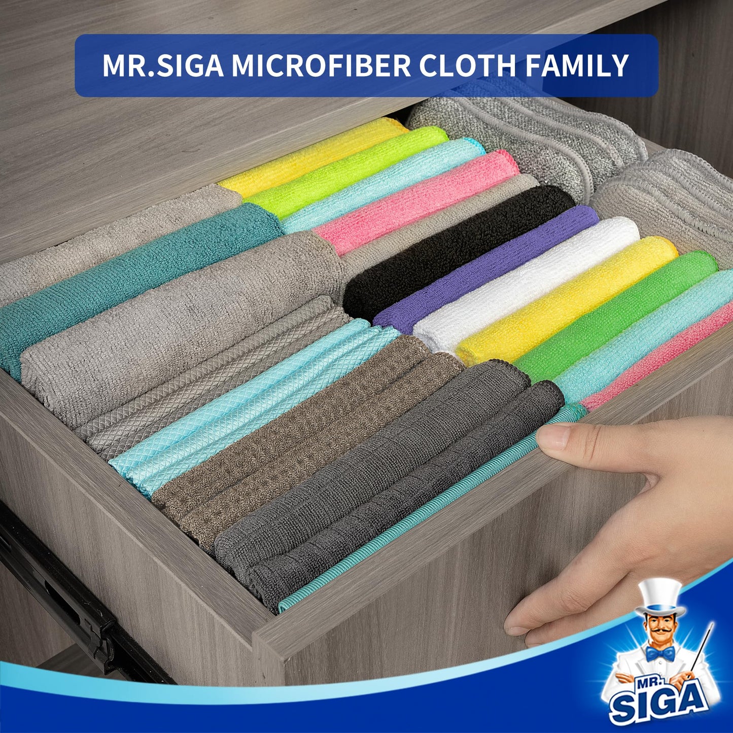 MR.SIGA Microfiber Cleaning Cloth,Pack of 12,Size:12.6" x 12.6"