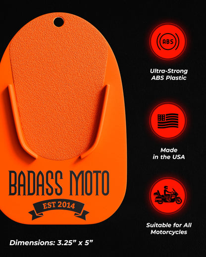 Badass Moto Motorcycle Kickstand Pad - Kick Stand Puck, Coaster Plate for Harley Davidson, Touring & Sport Bikes - Motorcycle Accessories for Grass, Dirt, Hot Pavement Parking Pad - USA Made, Black