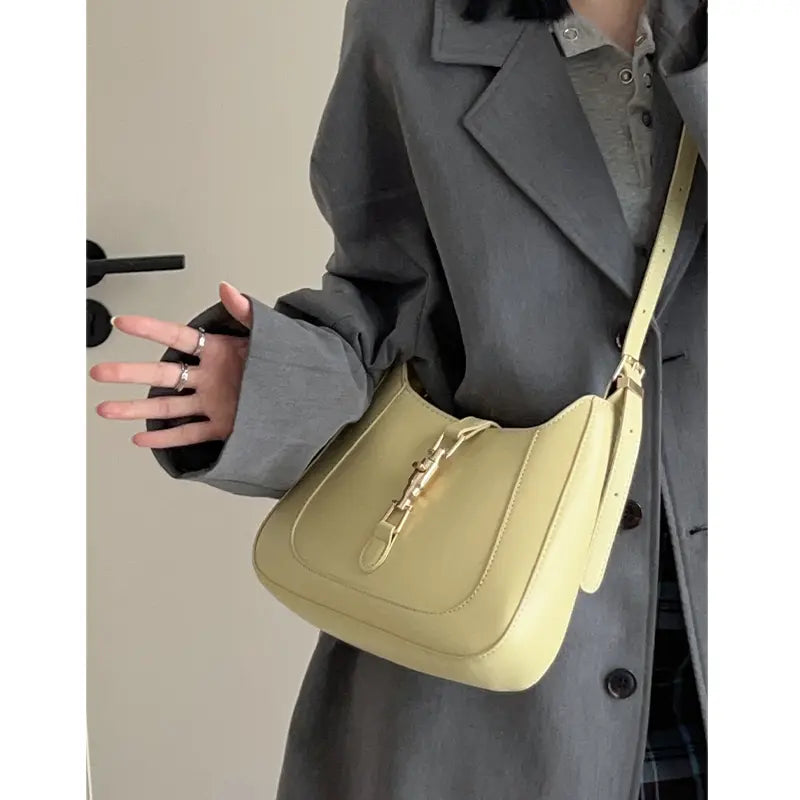 Vintage Women's Shoulder Bag 2023 Autumn Winter Fashion PU Leather Underarm Bags Trend All-Matched Crossbody Pack