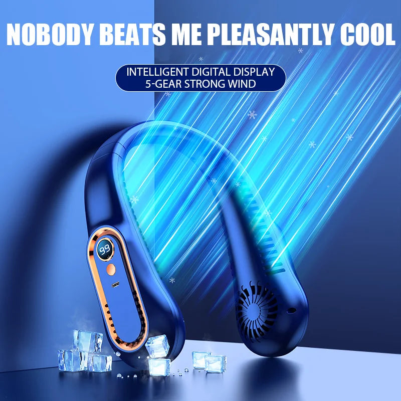 Hanging Neck Fan Digital Display Power ventilador Bladeless Neckband Fan Portable