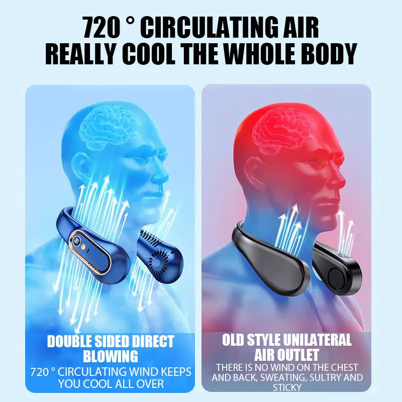Hanging Neck Fan Digital Display Power ventilador Bladeless Neckband Fan Portable