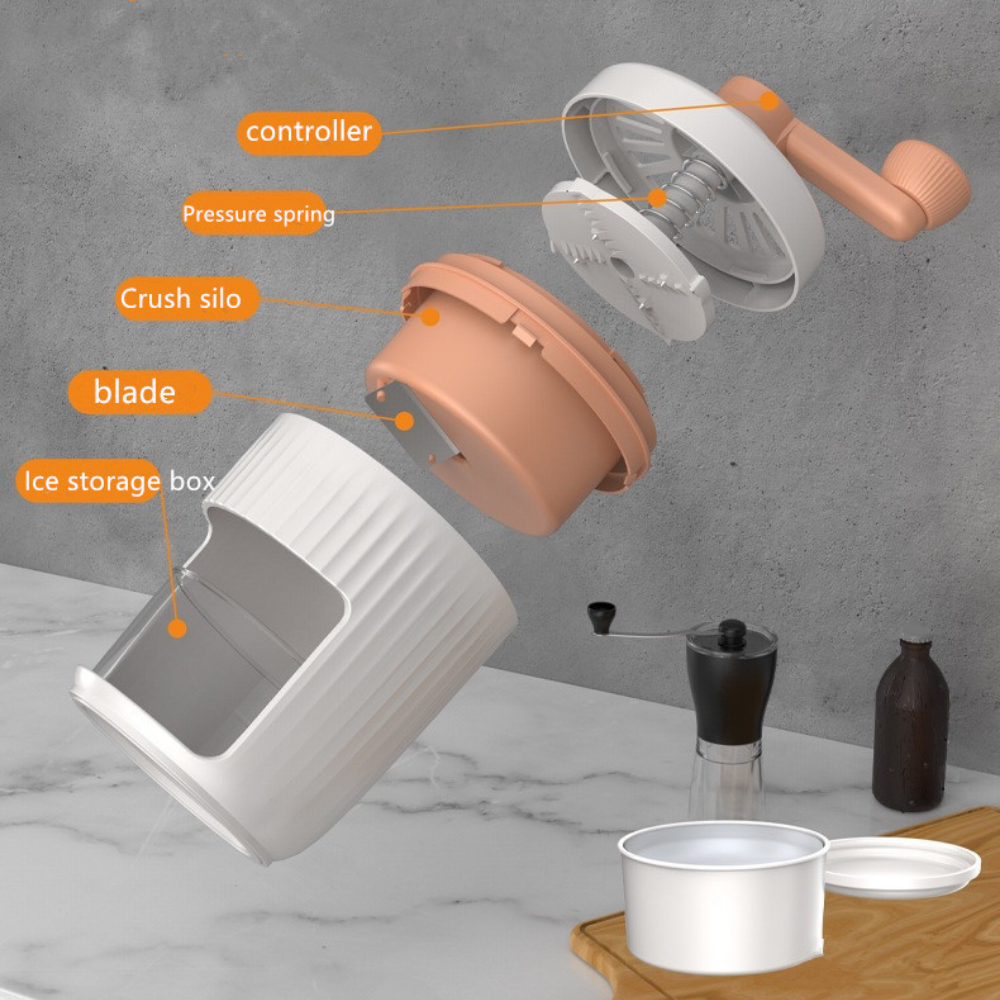 Manual Ice Crusher Hand Crank Ice Shaver, Portable Ice Grinder for Slushies Snow Cones Cocktails, Durable Kitchen Tool for Home Bar Drinks