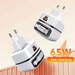 New Retractable Cord 65W Fast Charging Charger Portable Foldableing Foot Small Volume Portable Charger
