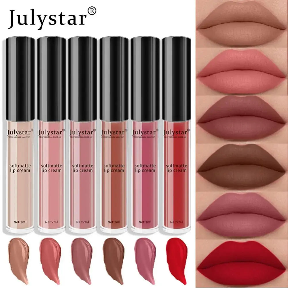 Julystar Brand 34 Colors Liquid Lipstick Waterproof Matte Lipstick Pigment Red Long Lasting Lip Gloss Women Makeup Lipgloss